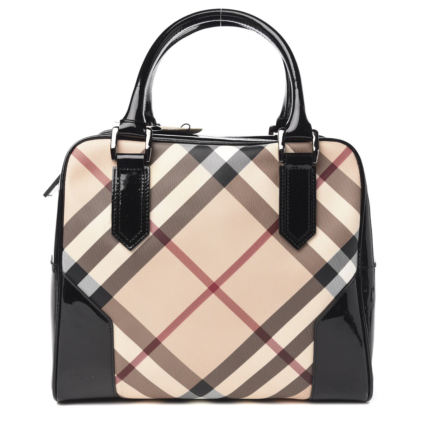 Burberry Nova Check Patent Satchel Black 1 of 11