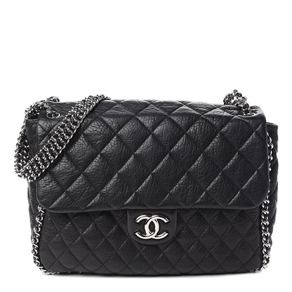 Chanel Washed Lambskin Quilted Maxi Chain Around Flap Black 1 of 10