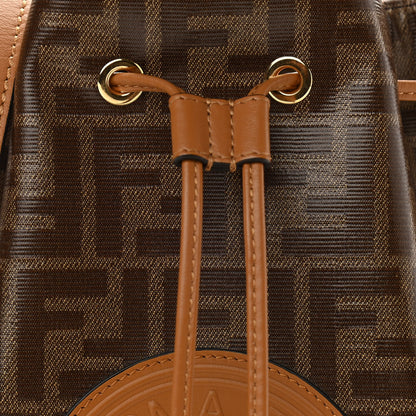Fendi Glazed Fabric Vitello Grace F is Fendi FF 1974 Stamp Patch Grande Mon Tresor Bucket Bag Mogano Panna Nocciola 8 of 10