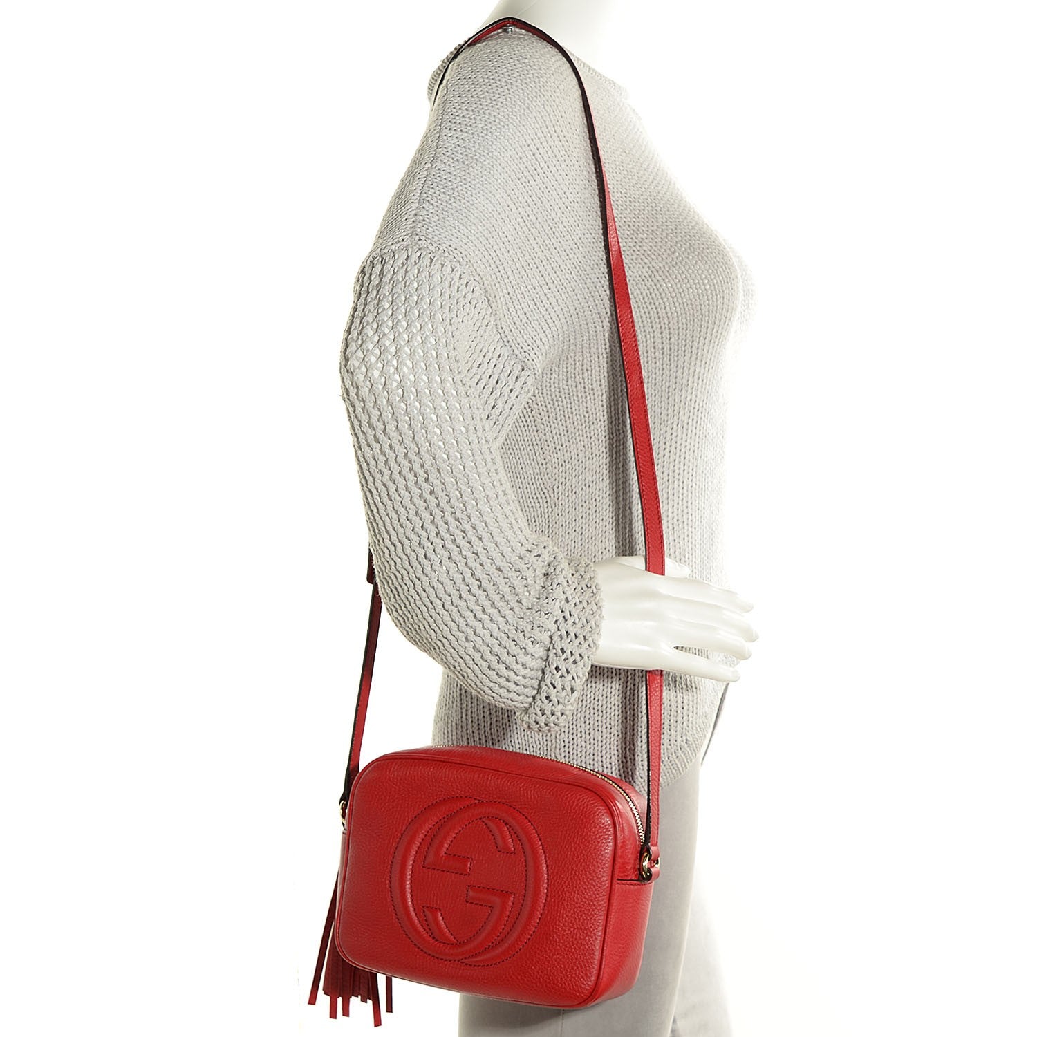 Gucci Pebbled Calfskin Small Soho Disco Bag Vibrant Red 2 of 9