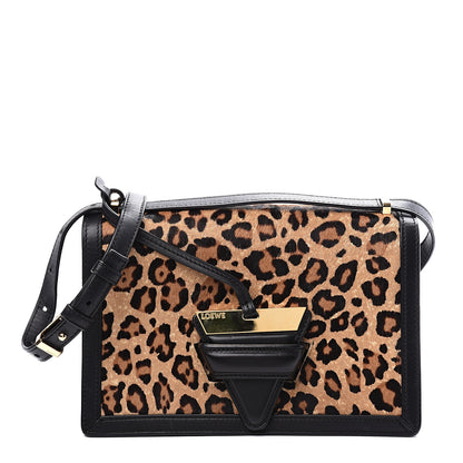Loewe Calfskin Pony Hair Leopard Print Medium Barcelona Shoulder Bag Black 1 of 9