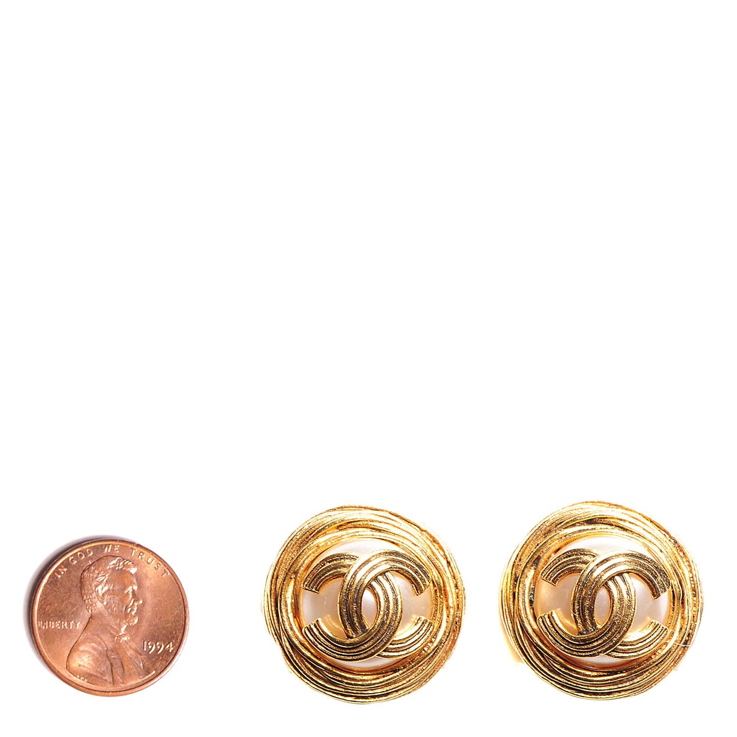 Pearl CC Clip On Earrings Gold