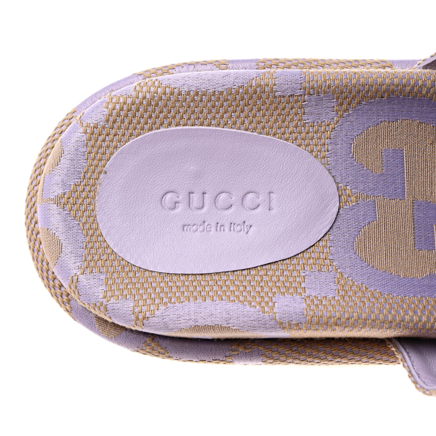 Gucci Monogram Jumbo GG Platform Slide Wedge Sandals 37.5 Beige Lapis 6 of 8