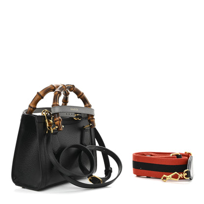 Gucci Textured Dollar Calfskin Web Mini Diana Tote Bag Black Dusty Grey 3 of 11
