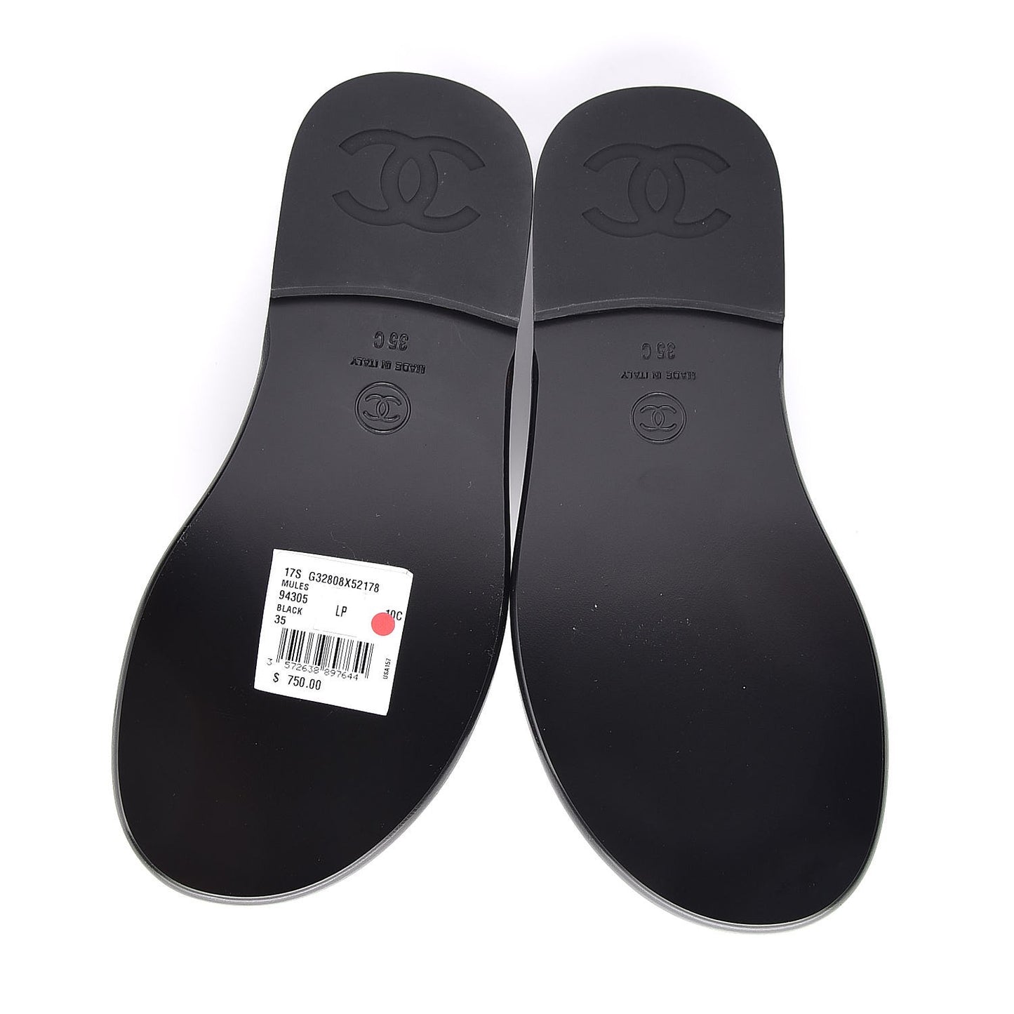 Patent Calfskin CC Slip On Mules 35 Black