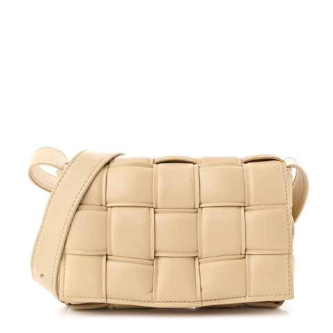 Nappa Maxi Intreccio Small Padded Cassette Crossbody Bag Porridge