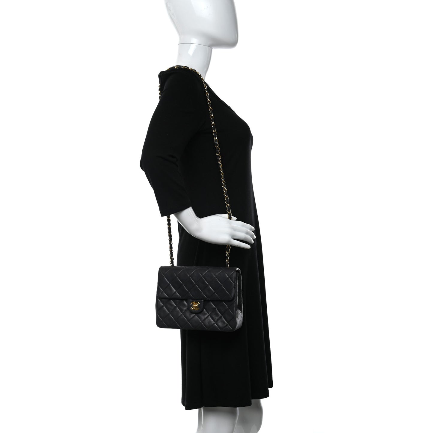 Lambskin Quilted Small Single Flap Black