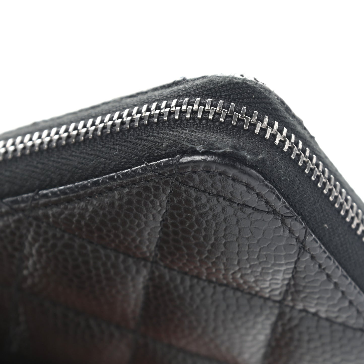 Caviar Quilted Medium Zip Around Wallet Black