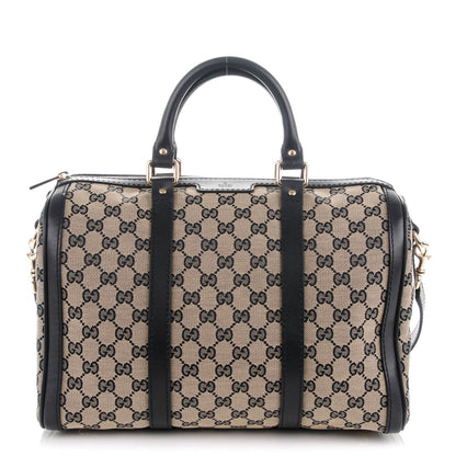 Gucci Monogram Medium Vintage Web Boston Navy 1 of 7
