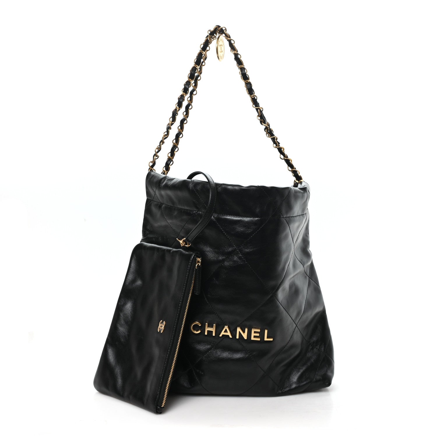 Chanel Shiny Calfskin Quilted Small Chanel 22 Black 3 of 11