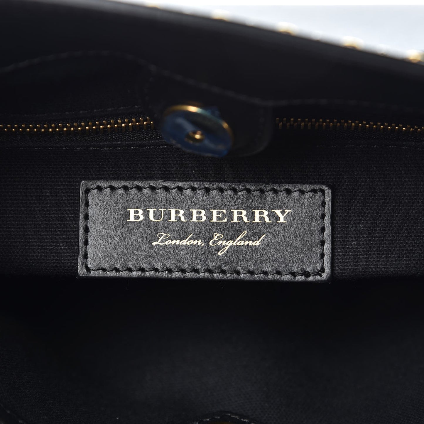 Smooth Calfskin Riveted Medium Banner Tote Black