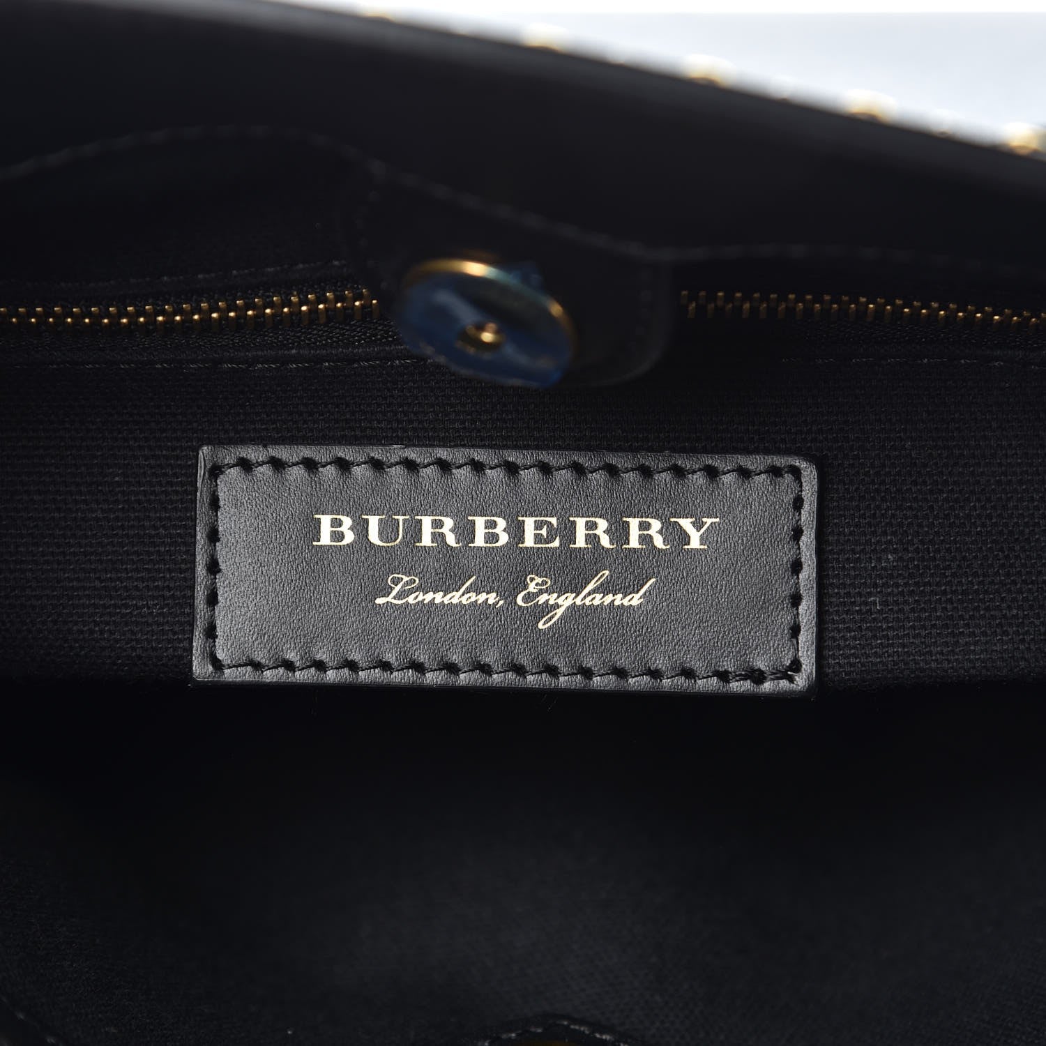 Burberry Smooth Calfskin Riveted Medium Banner Tote Black 7 of 9