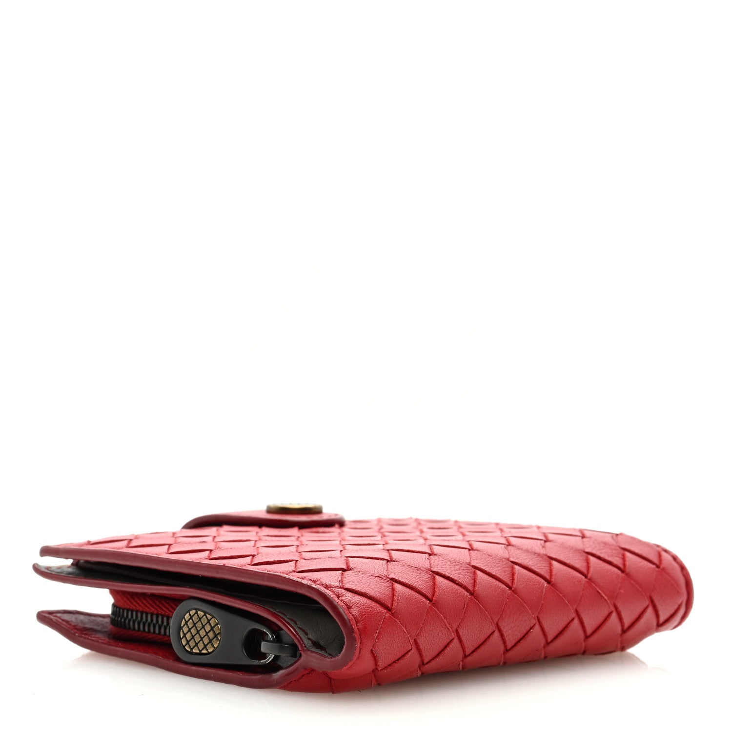 Bottega Veneta Nappa Intrecciato Tri-Fold Wallet Red 4 of 6