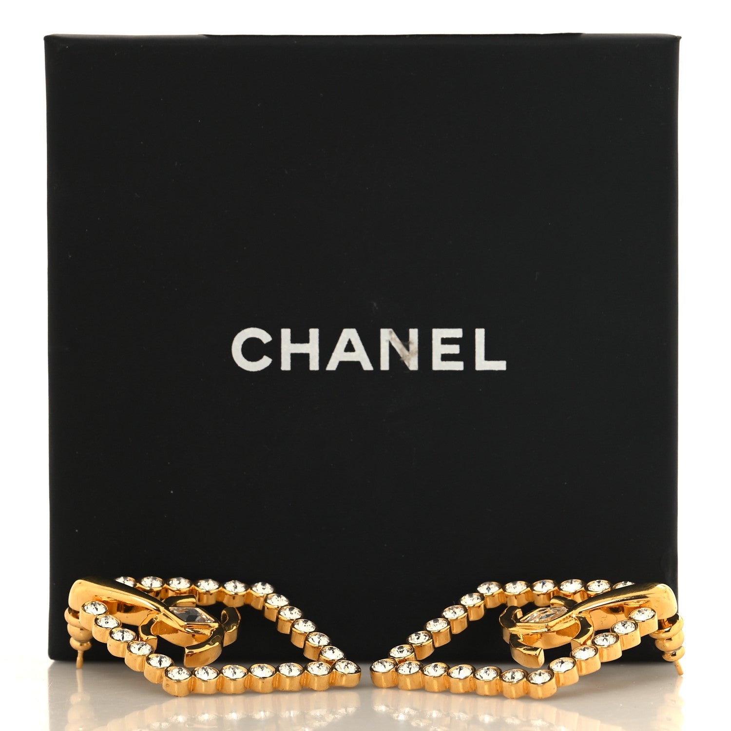 Chanel Crystal Diamond CC Earrings Gold 5 of 5
