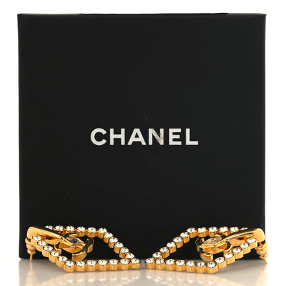 Chanel Crystal Diamond CC Earrings Gold 5 of 5