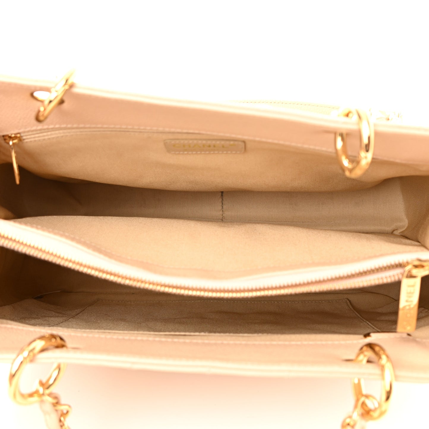 Caviar Quilted Grand Shopping Tote GST Beige Clair