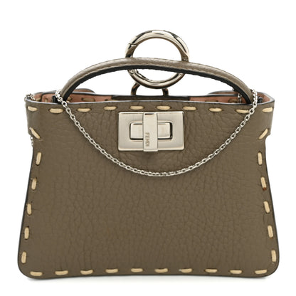 Fendi Vitello Stampa Granata Macro Stitchings Pico Peekaboo Charm Tartufo 1 of 9