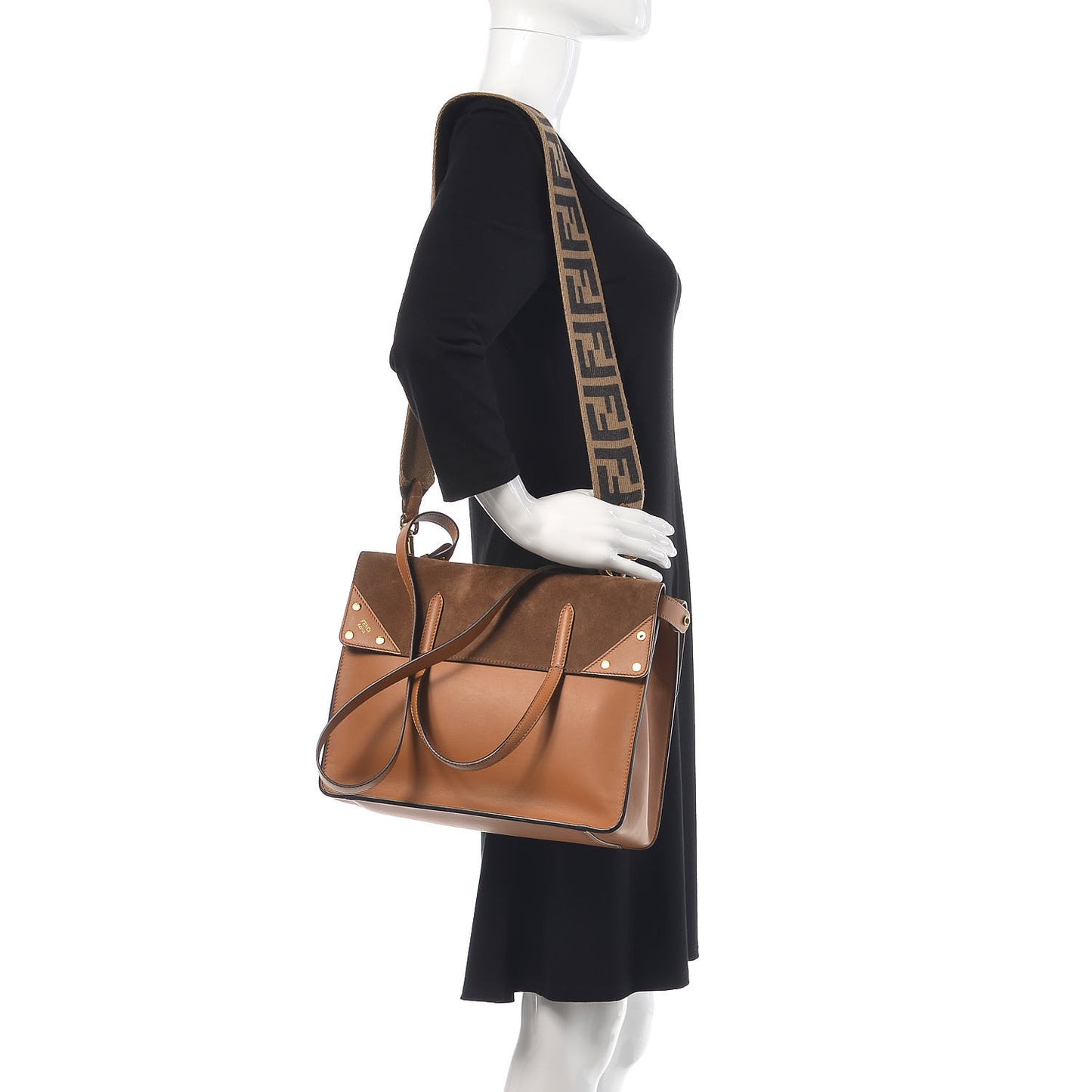 Vitello Grace Suede Flip Tote Nocciola Marrone