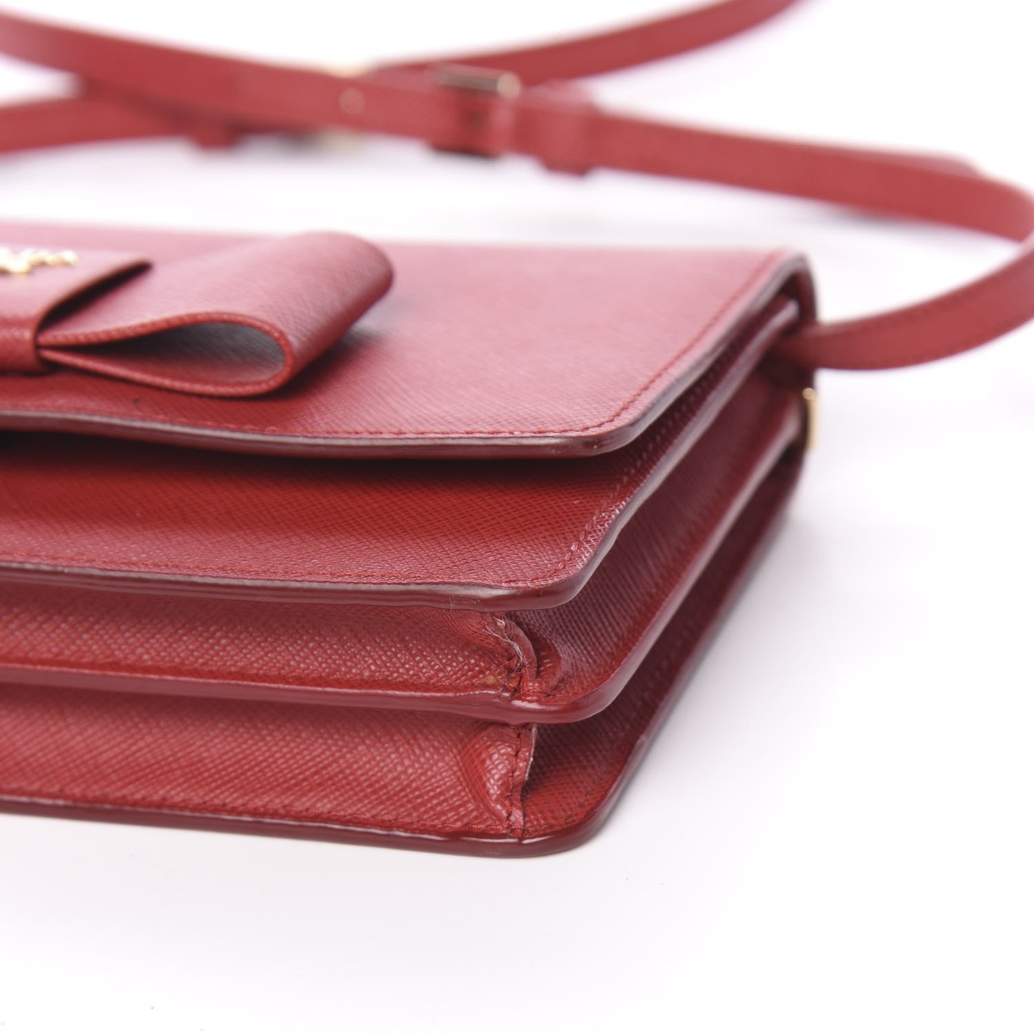 Prada Saffiano Fiocco Bow Flap Wallet Fuoco 9 of 10