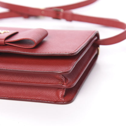 Prada Saffiano Fiocco Bow Flap Wallet Fuoco 9 of 10
