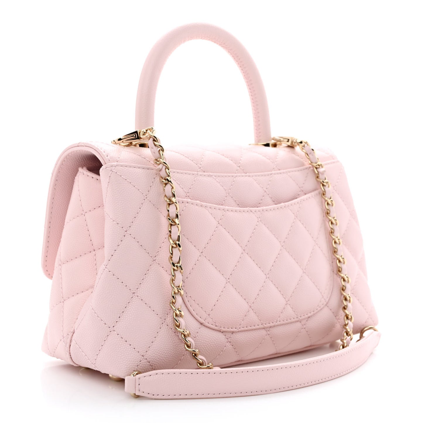 Caviar Quilted Mini Coco Handle Flap Light Pink