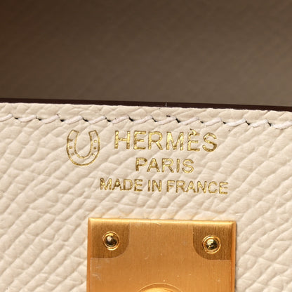 Hermes Epsom Bi-Color Horseshoe Kelly Sellier 25 Craie Jaune D'or 6 of 11