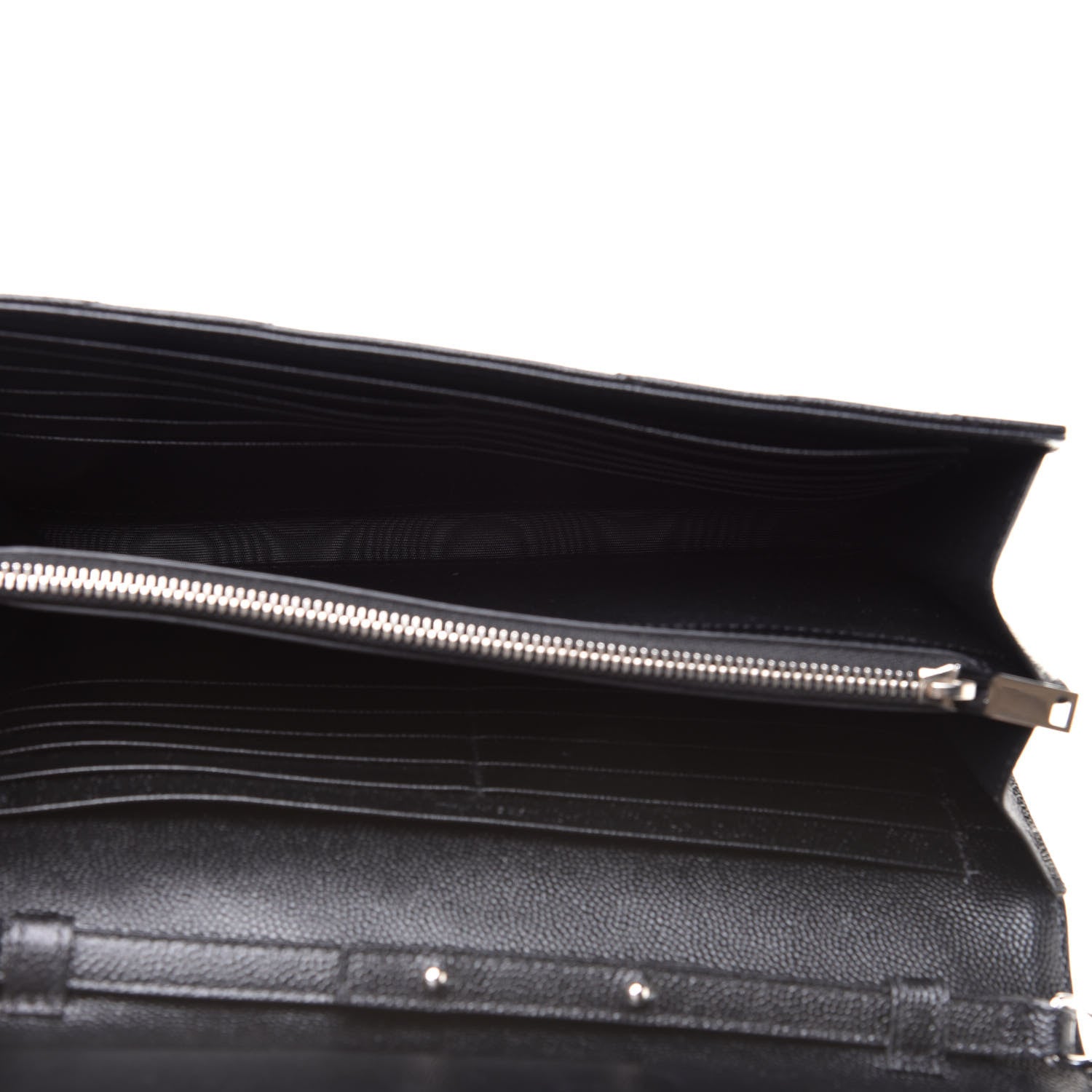 Saint Laurent Grain De Poudre Matelasse Chevron Monogram Chain Wallet Black 5 of 12