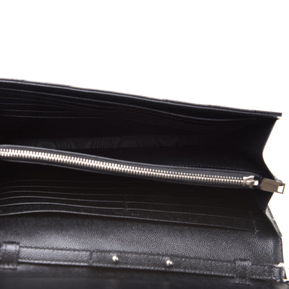 Saint Laurent Grain De Poudre Matelasse Chevron Monogram Chain Wallet Black 5 of 12