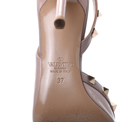 Valentino Garavani Patent Rockstud Half D'Orsay Slingback 85mm Pumps 37 Poudre 8 of 15