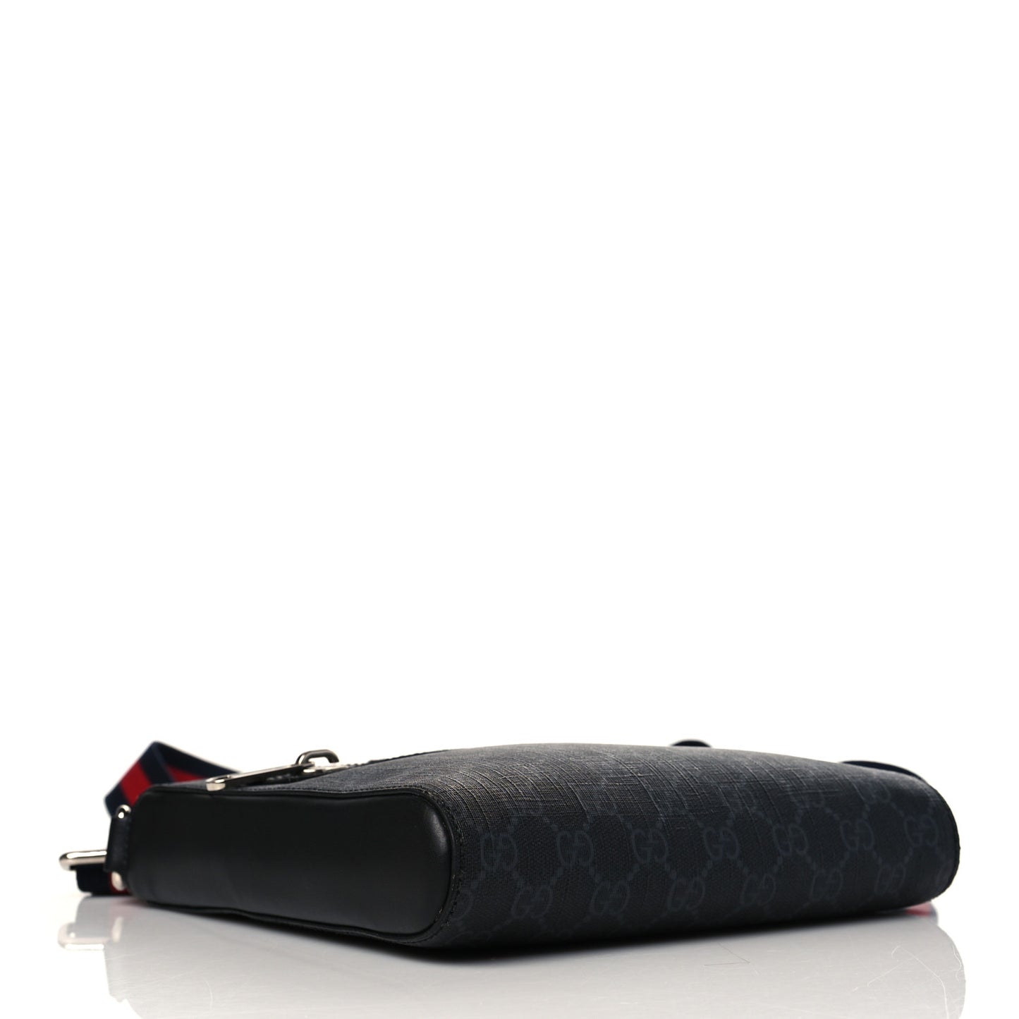 GG Supreme Monogram Web Small Flat Messenger Bag Black Grey
