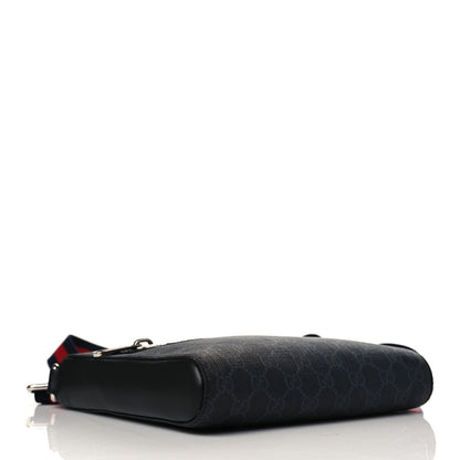 Gucci GG Supreme Monogram Web Small Flat Messenger Bag Black Grey 4 of 10