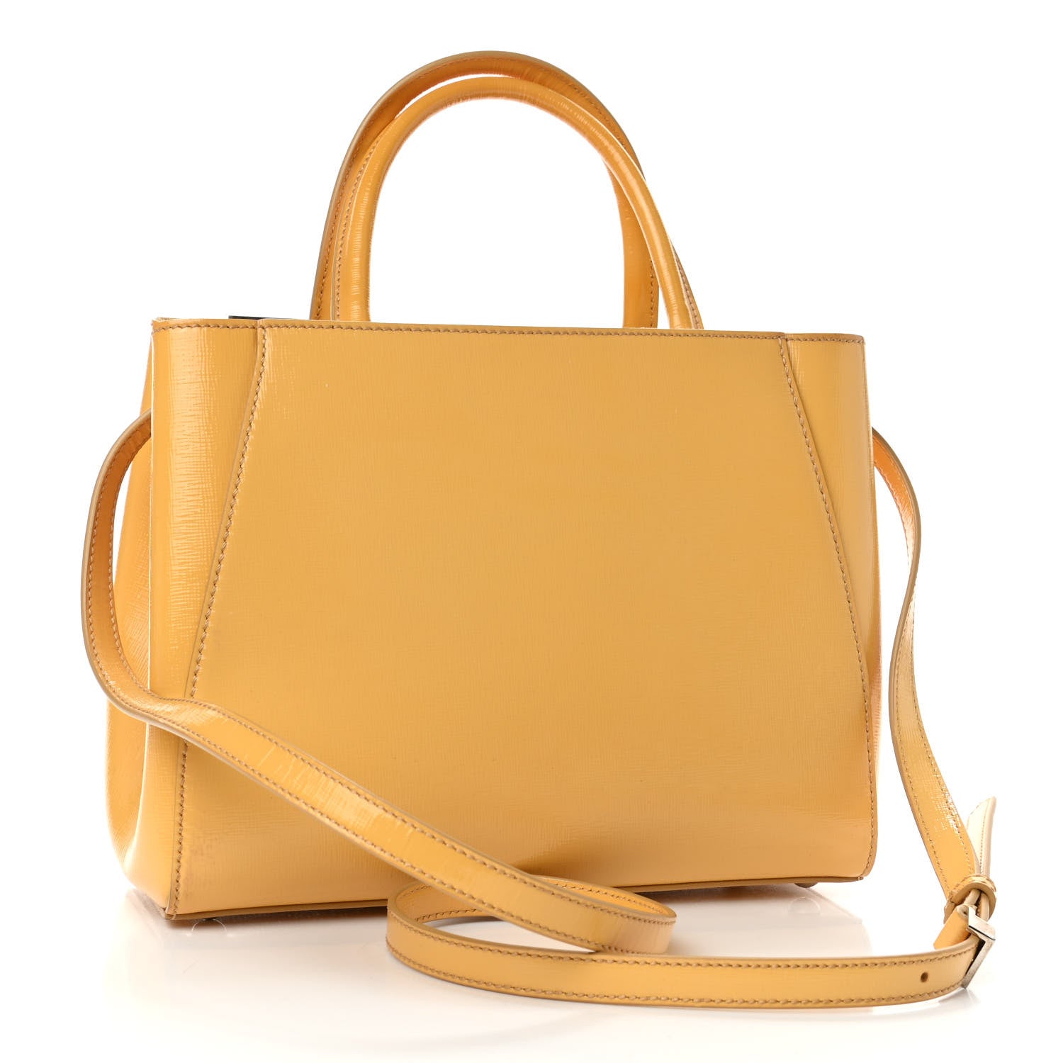 Fendi Vitello Vernice Camoscio Petite 2Jours Tote Alchemy Yellow 2 of 7
