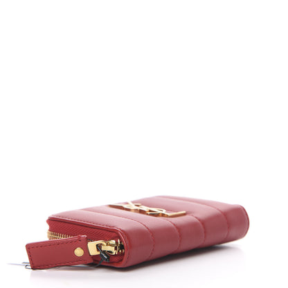 Saint Laurent Lambskin Matelasse Monogram Vicky Zip Around Card Holder Rouge Eros 3 of 9