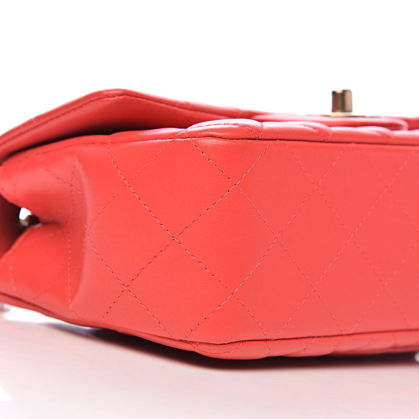Lambskin Quilted Mini Rectangular Flap Red