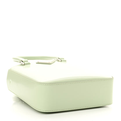 Prada Spazzolato Metal Triangle Logo Small Double Handle Crossbody Tote Acqua 4 of 10