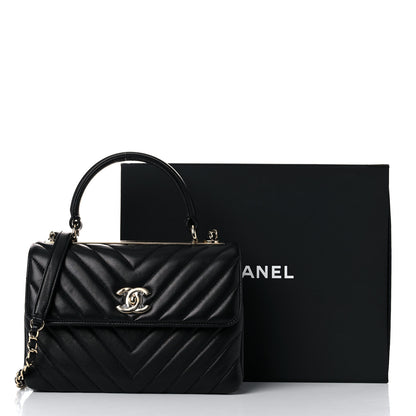 Chanel Lambskin Chevron Quilted Small Trendy CC Dual Handle Flap Bag Black 14 of 14
