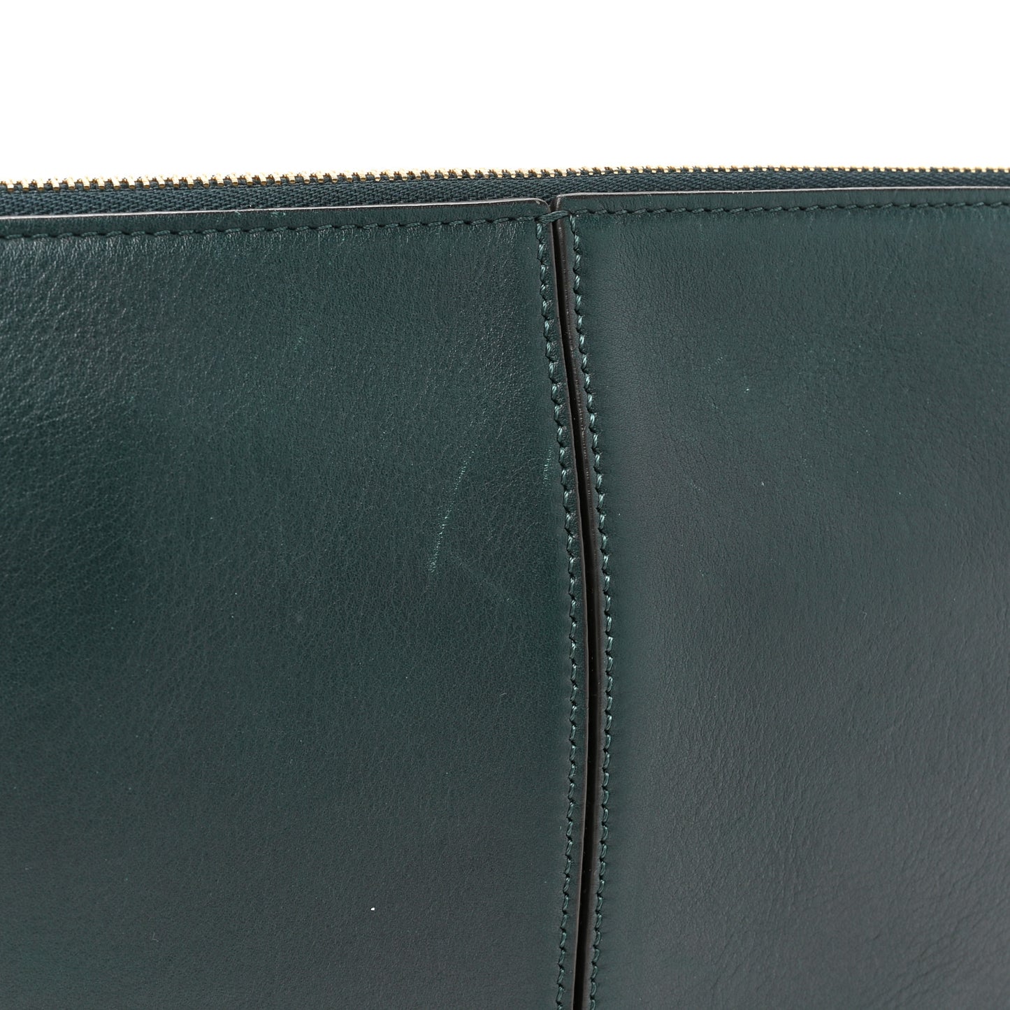 Smooth Calfskin Tri-Fold Clutch on Chain Bottle Green