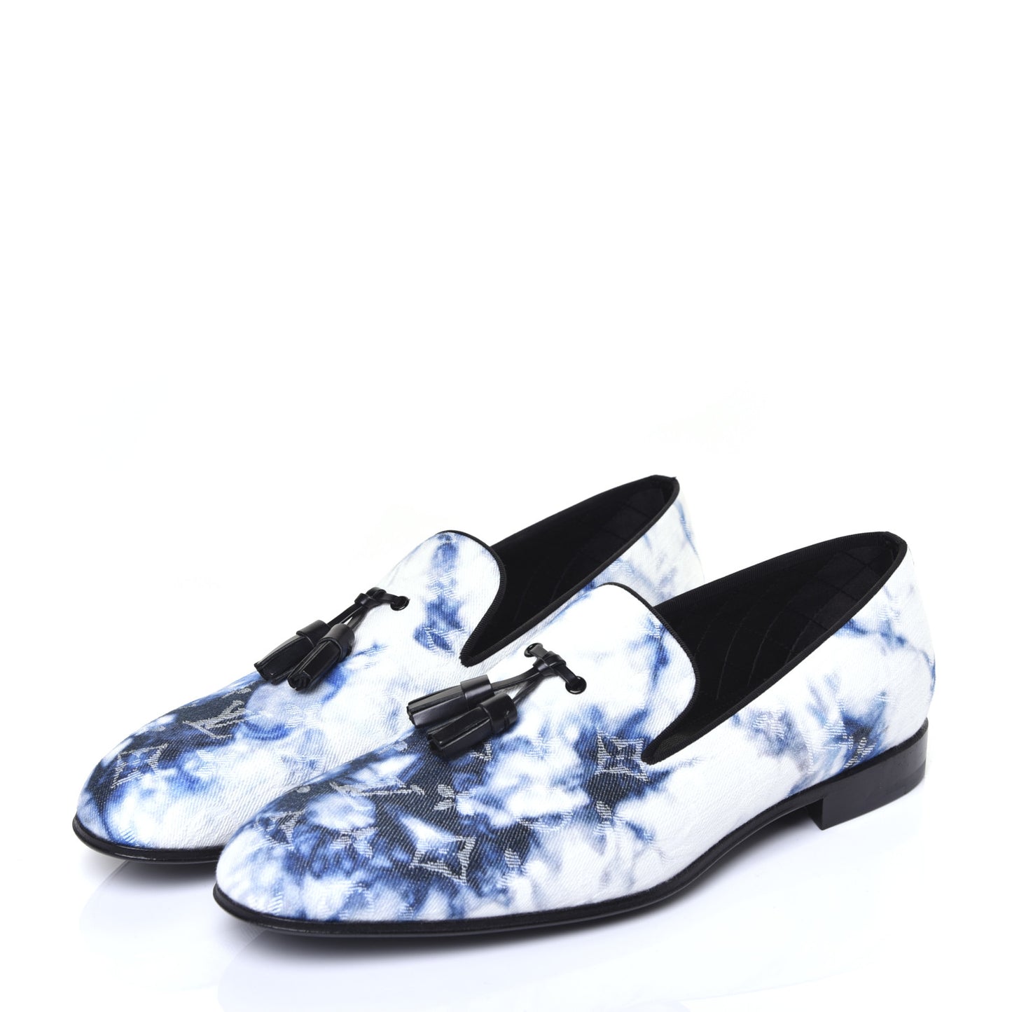 Monogram Denim Tie Dye Mens Auteuil Slippers 8 Navy Blue