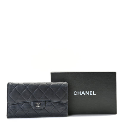 Chanel Lambskin Quilted Large Gusset Flap Wallet Navy 12 of 12
