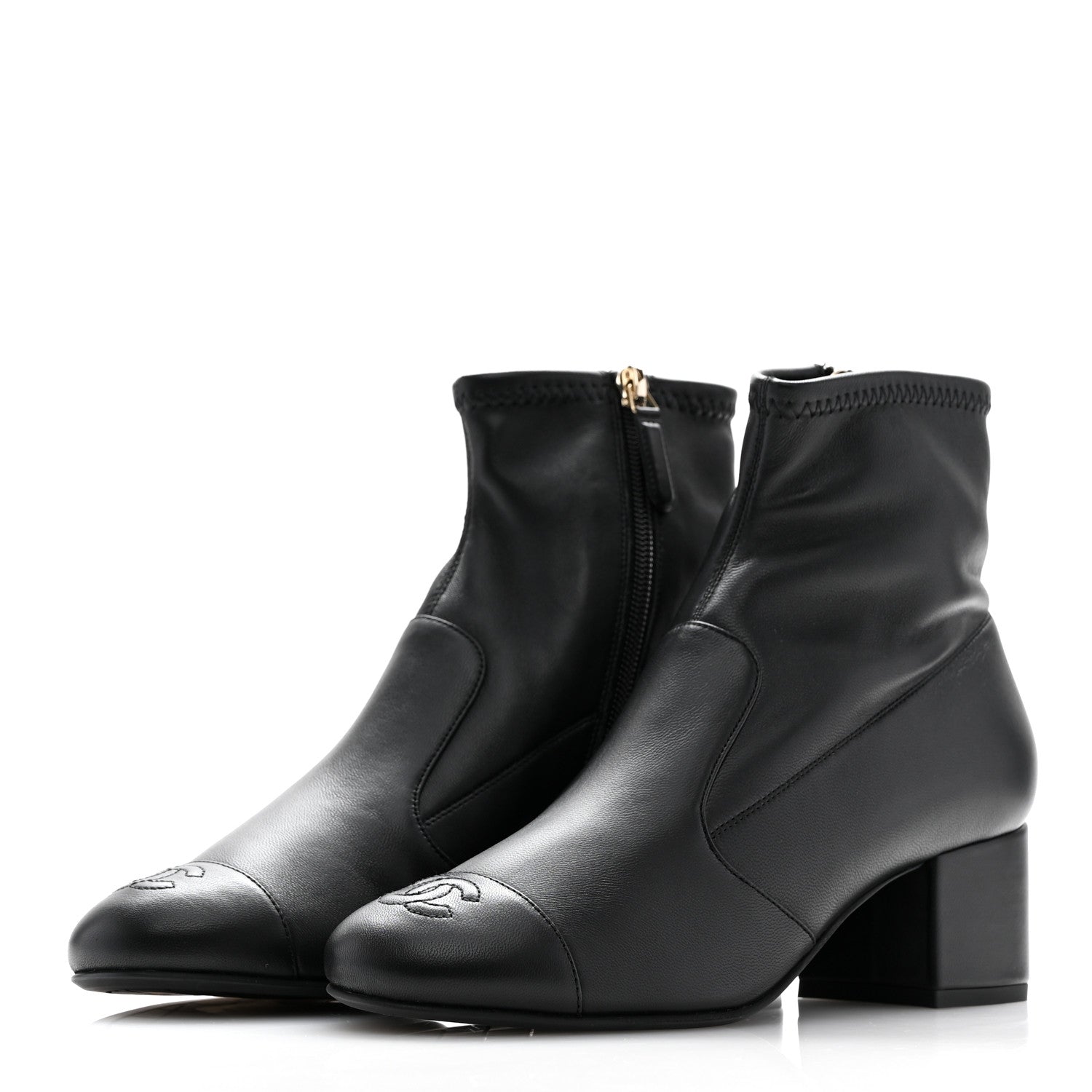 Chanel Lambskin Ankle Boots 37.5 Black 4 of 9