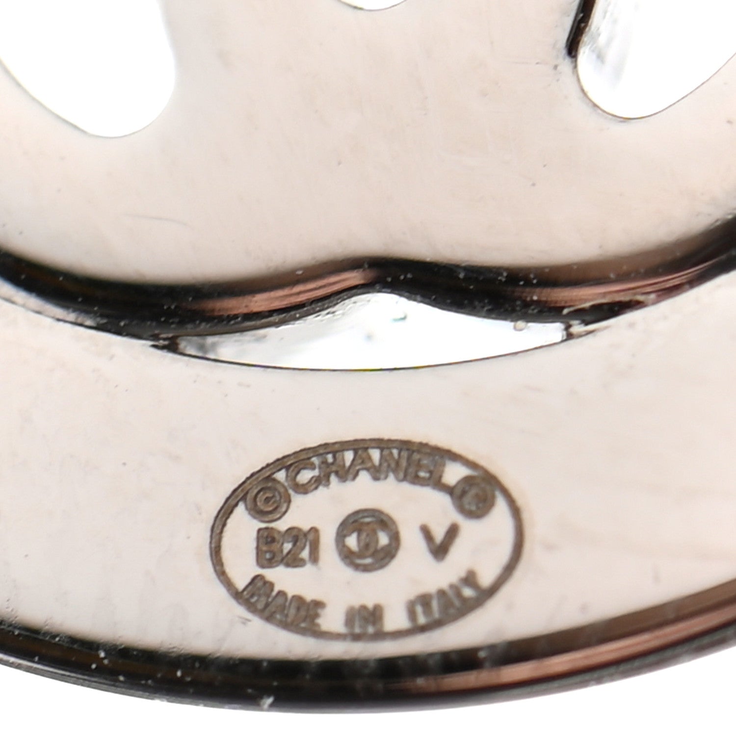 Chanel Crystal CC Round Earrings Silver 4 of 4