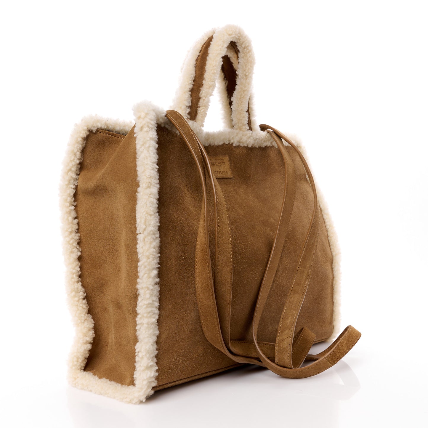 X UGG Suede Shearling Medium Shopping Bag Chestnut