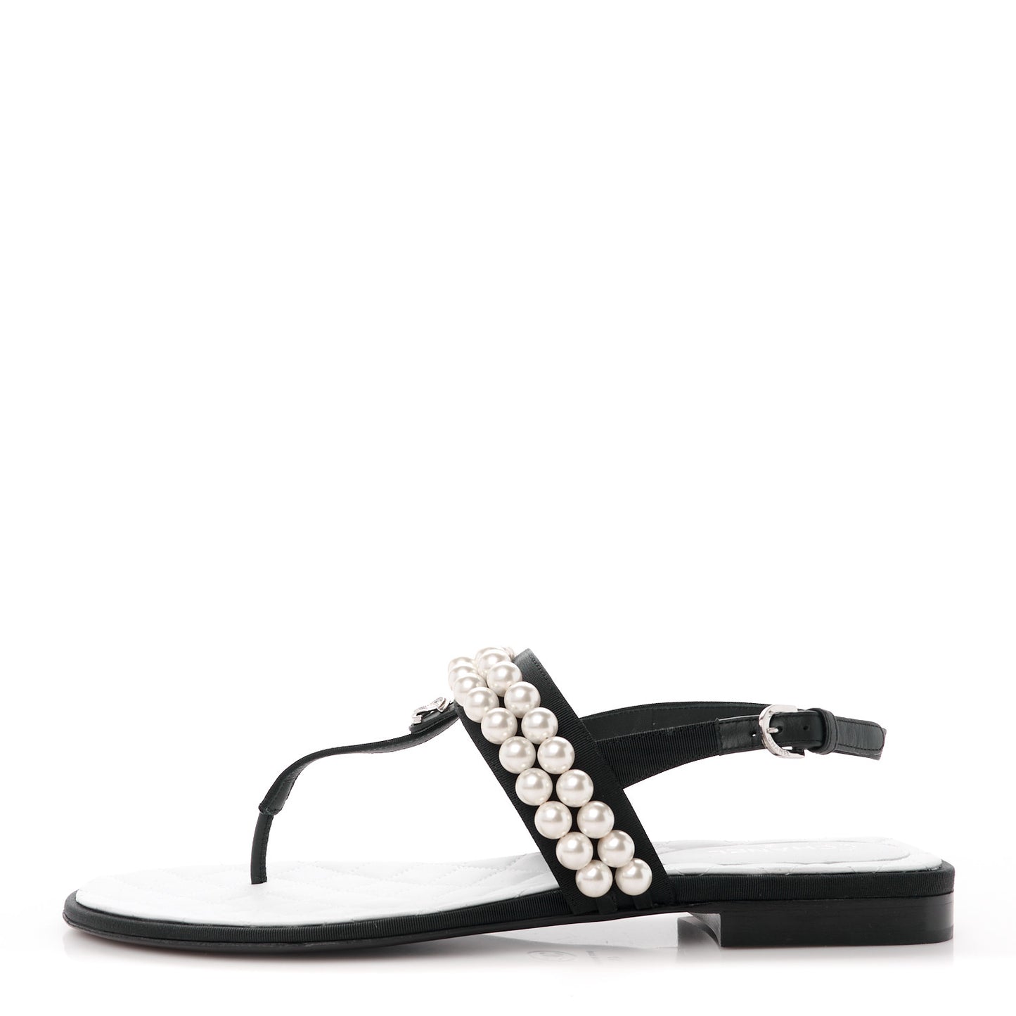 Grosgrain Pearl CC Sandals 41 Black