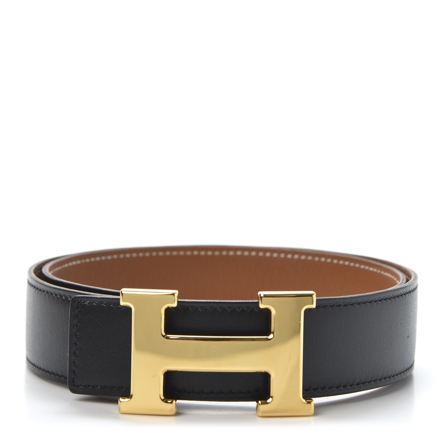Hermes Box Togo 32mm H Belt 70 Black Gold 1 of 4