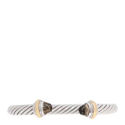 David Yurman Sterling Silver 14K Yellow Gold Smoky Quartz 7mm Cable Classics Bracelet 1 of 5