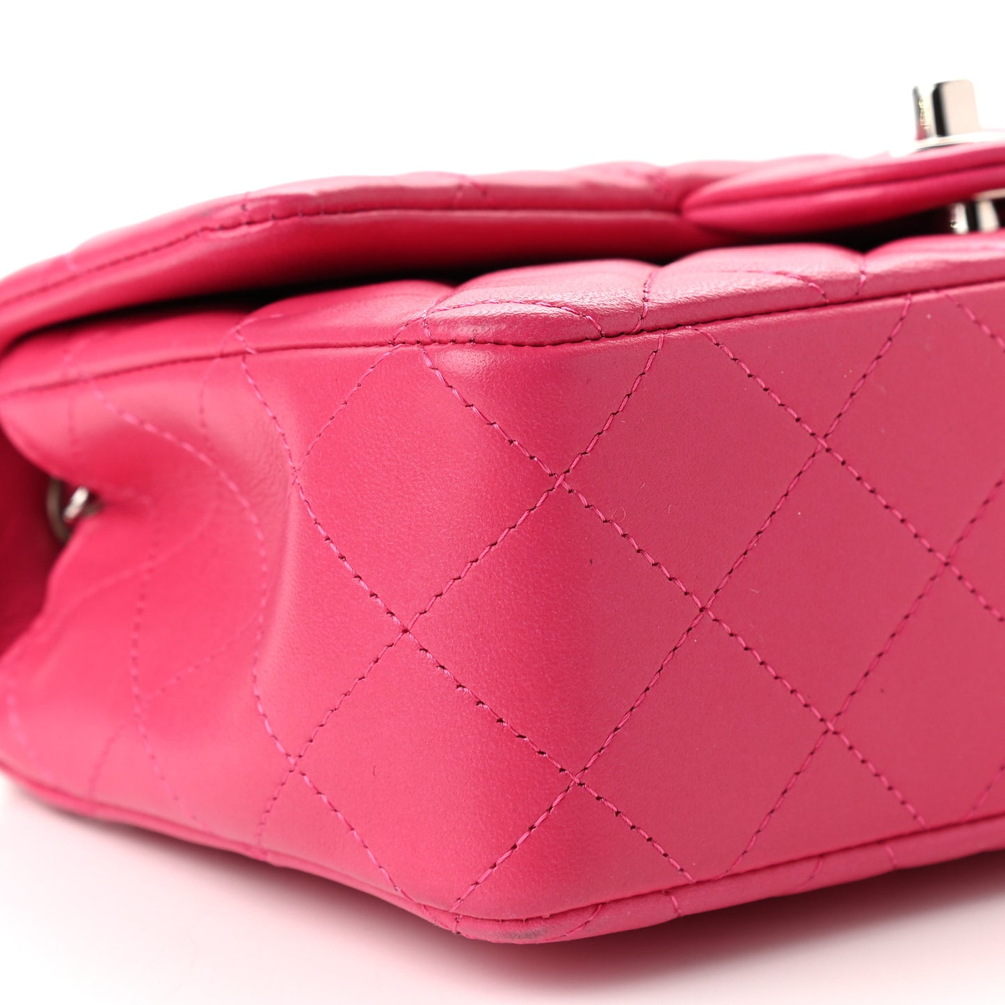 Lambskin Quilted Mini Rectangular Flap Pink