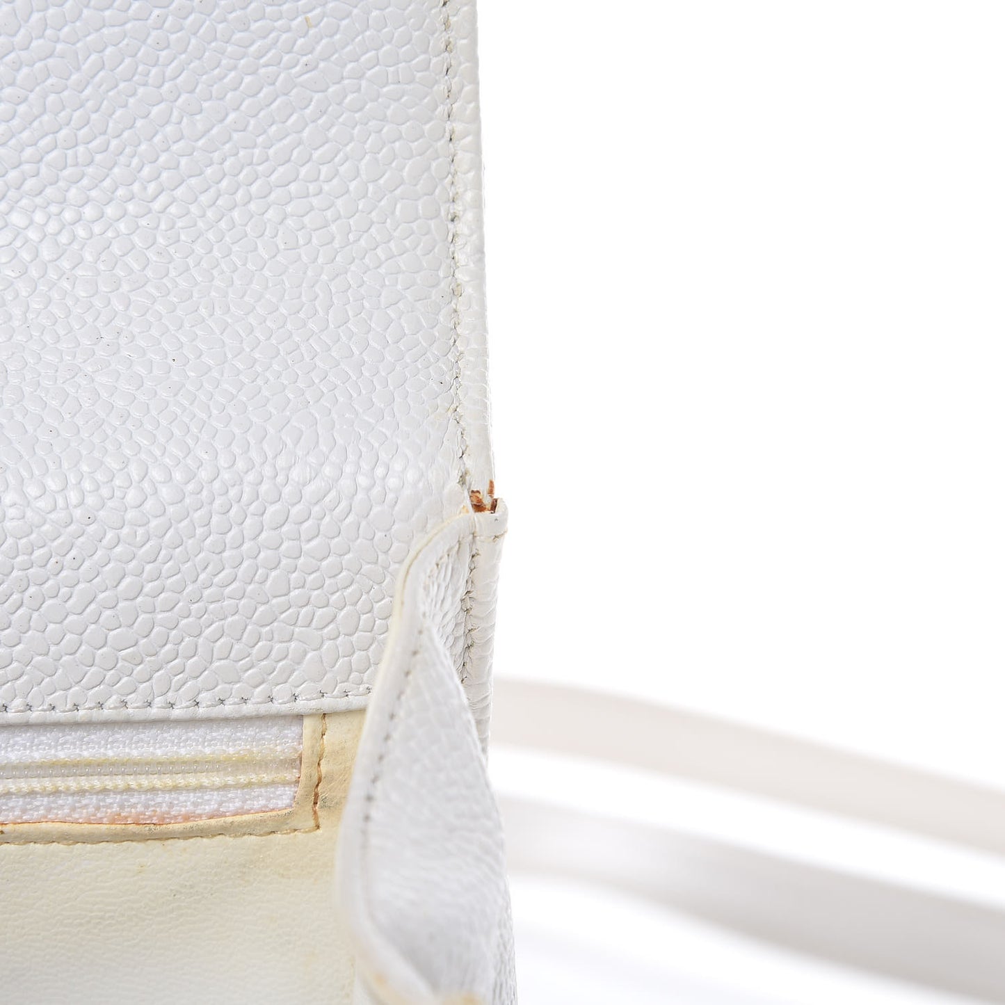 Caviar Quilted Single Flap Shoulder Bag White