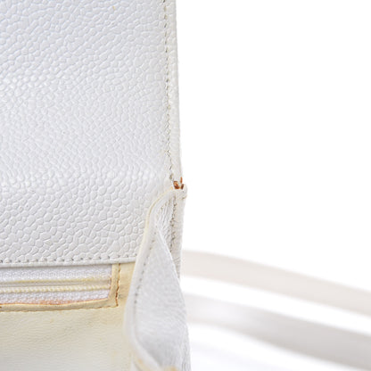 Chanel Caviar Quilted Single Flap Shoulder Bag White 12 of 16