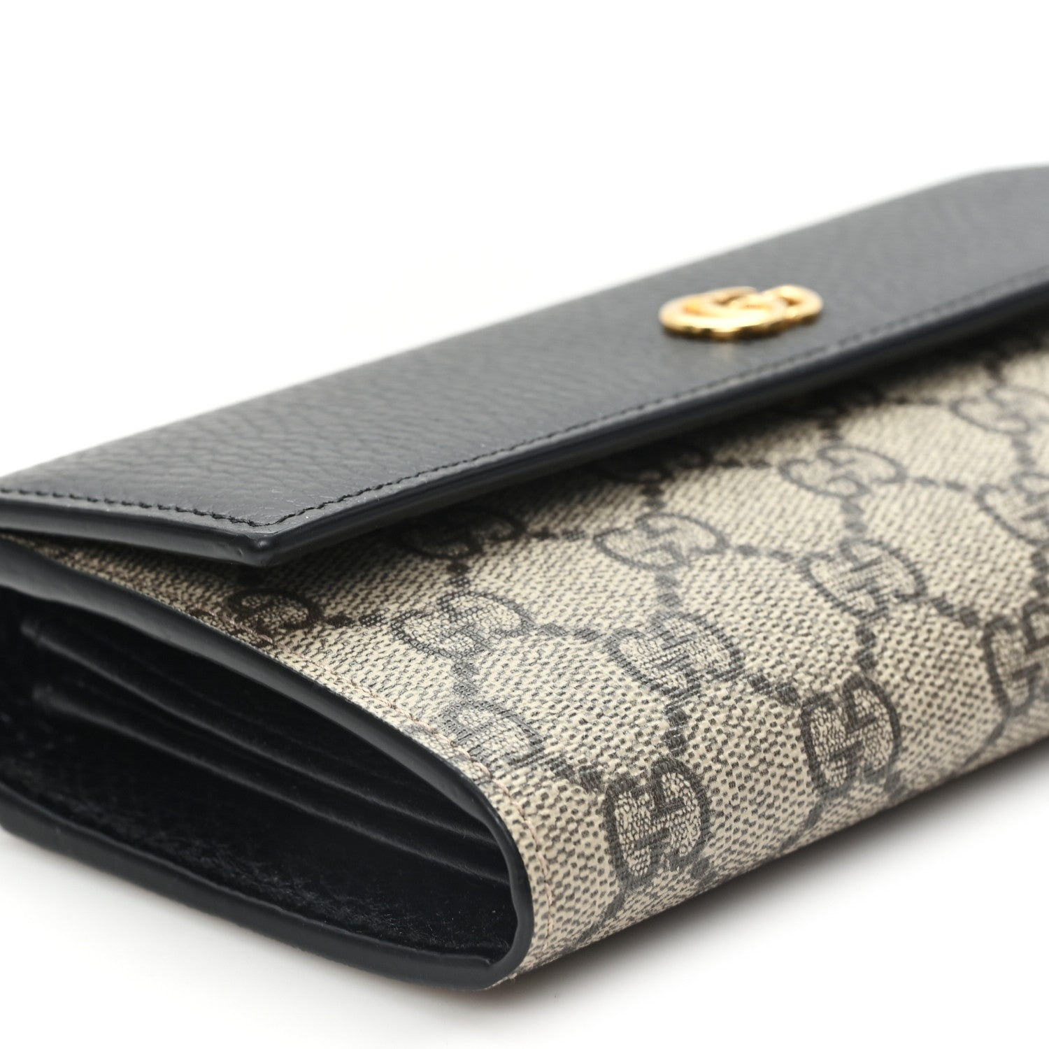 Gucci Dollar Calfskin GG Supreme Monogram Petite GG Marmont Wallet Chain Bag Black Beige Ebony 9 of 11