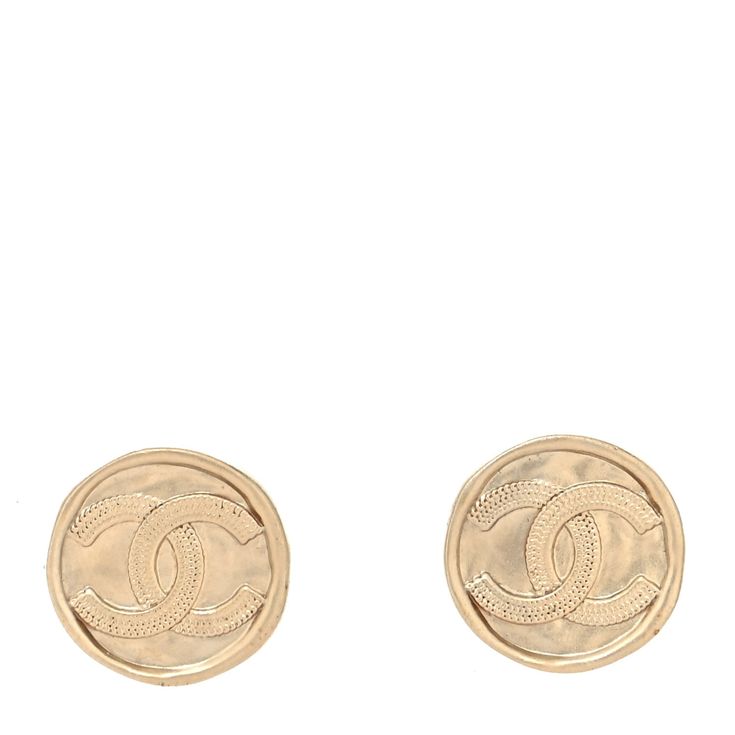 Chanel Metal Round CC Earrings Gold 1 of 4